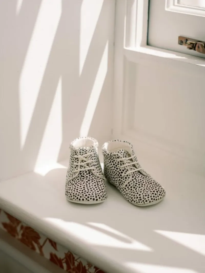 La Coqueta Pre Walker Shoes | Baby & Toddler Shoes/Pre Walker Shoes^Ivory Leopard Leather Baby Booties