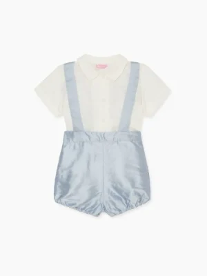 La Coqueta View All | Dresses & Sets^Light Blue Aliso Ceremony Silk Baby Boy Set