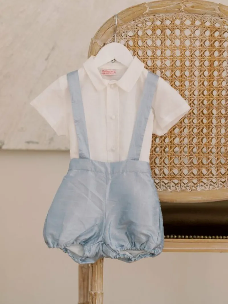 La Coqueta View All | Dresses & Sets^Light Blue Aliso Ceremony Silk Baby Boy Set