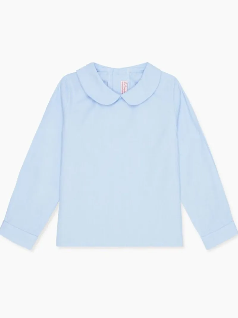 La Coqueta View All | Shirts & Tops^Light Blue Clio Long Sleeve Baby Shirt