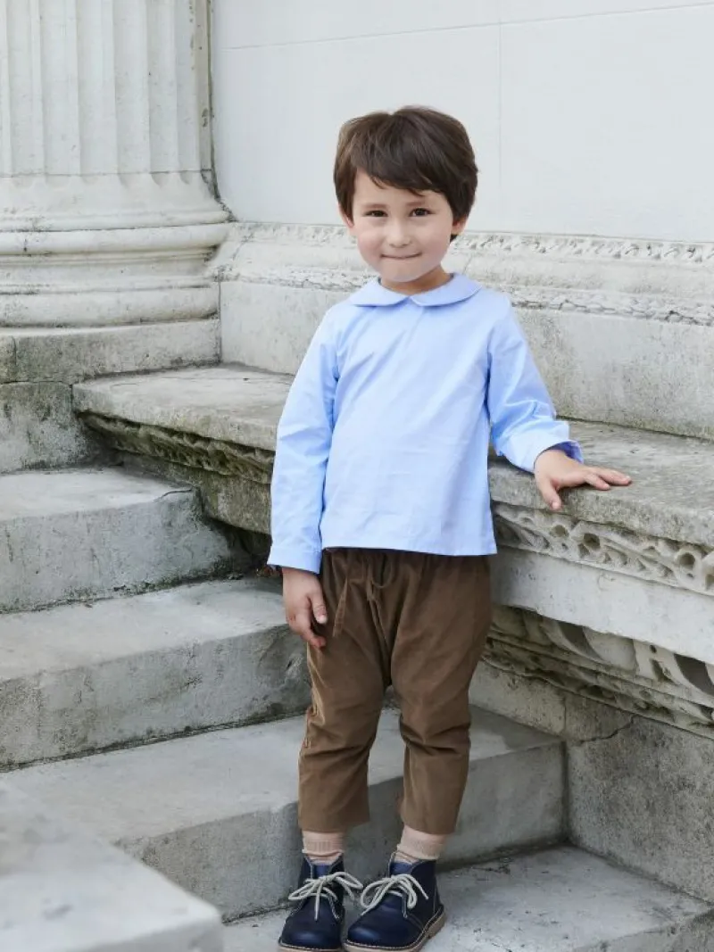 La Coqueta View All | Shirts & Tops^Light Blue Clio Long Sleeve Baby Shirt