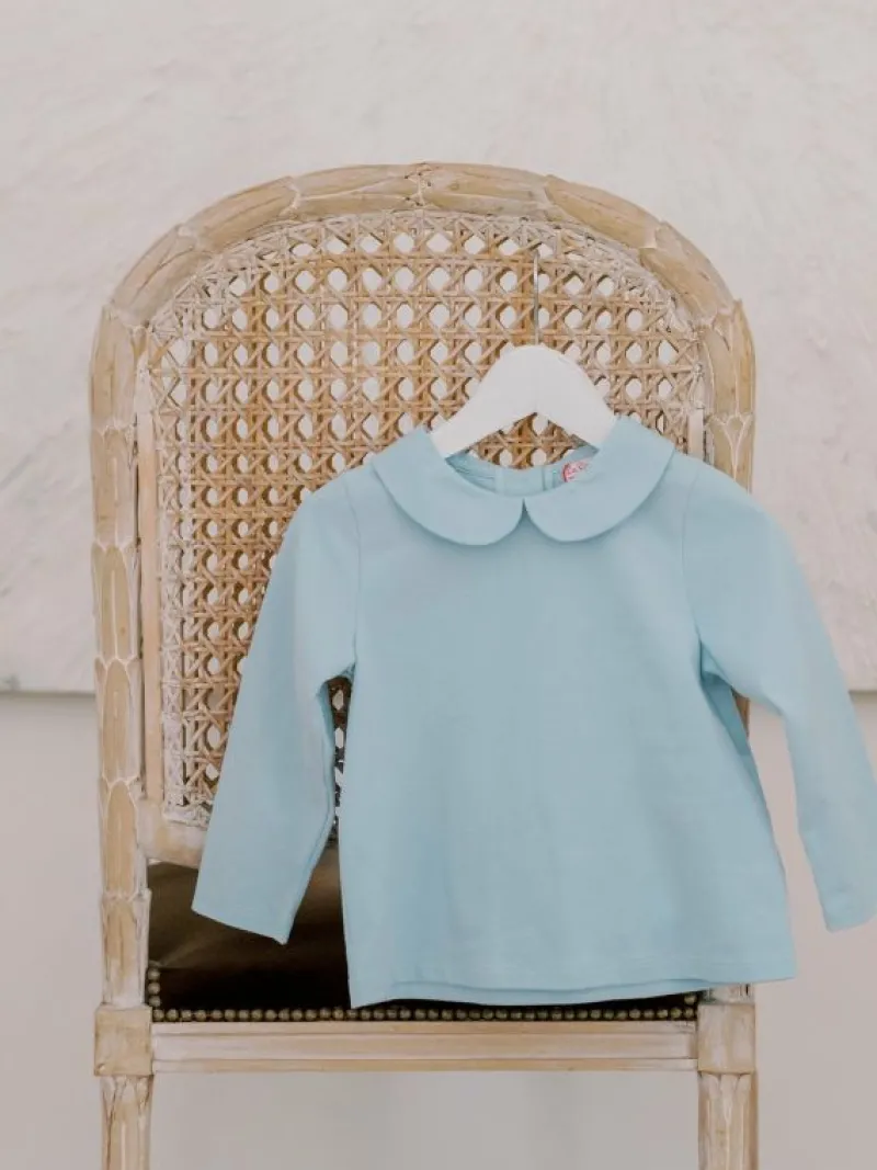 La Coqueta View All | Shirts & Tops^Light Blue Romo Long Sleeve Baby Top