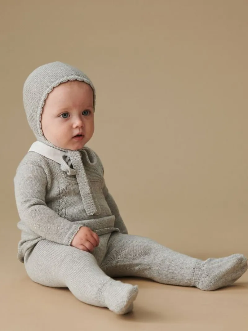 La Coqueta Knitted Clothes & Accessories | Baby Girl^Light Grey Melange Florentina Merino Baby Girl Knitted Gift Box Set