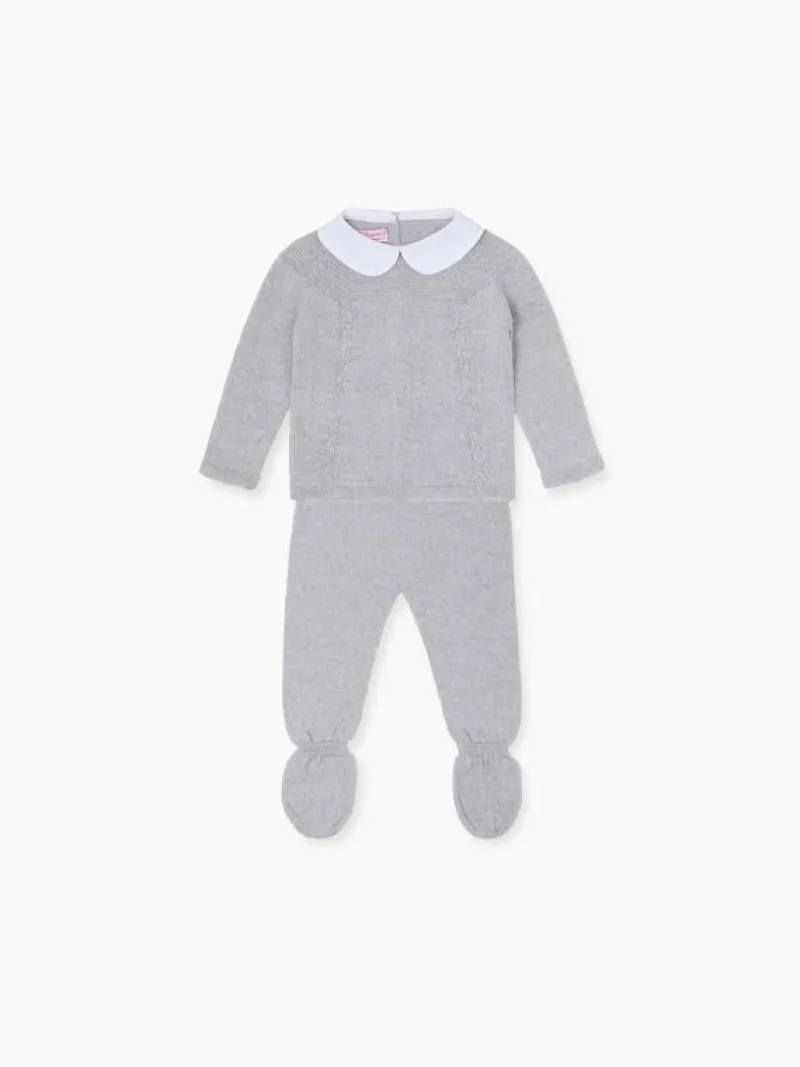 La Coqueta Knitted Clothes & Accessories | Baby Girl^Light Grey Melange Florentina Merino Baby Girl Knitted Gift Box Set