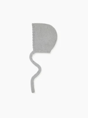 La Coqueta Accessories | Bonnets, Booties & Blankets^Light Grey Melange Olfa Merino Baby Knitted Bonnet