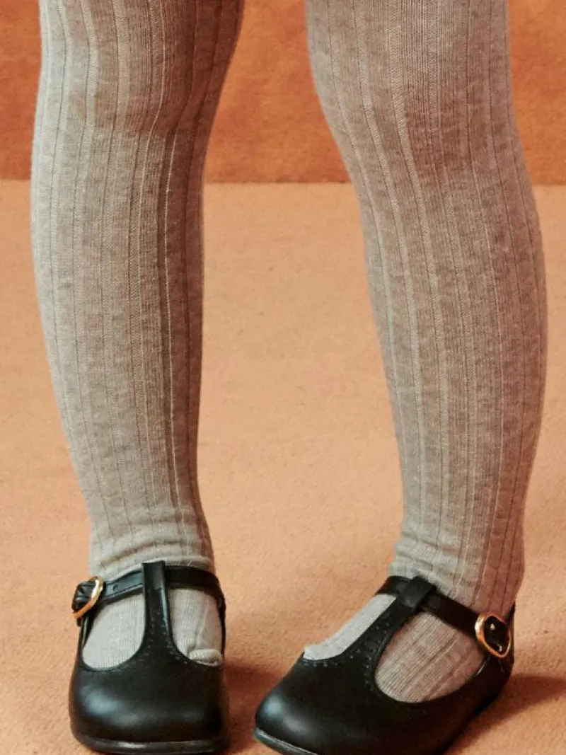 La Coqueta View All | Socks & Tights^Light Grey Melange Ribbed Kids Tights