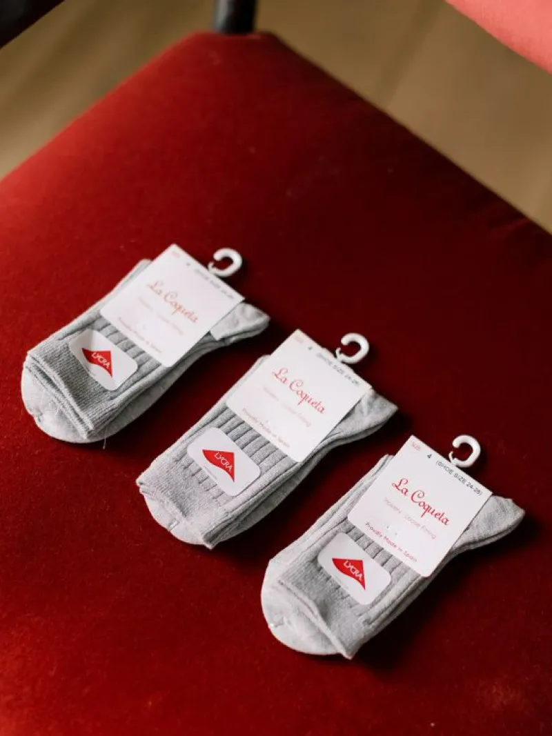 La Coqueta View All | Socks & Tights^Light Grey Melange Ribbed Short Kids Socks Set