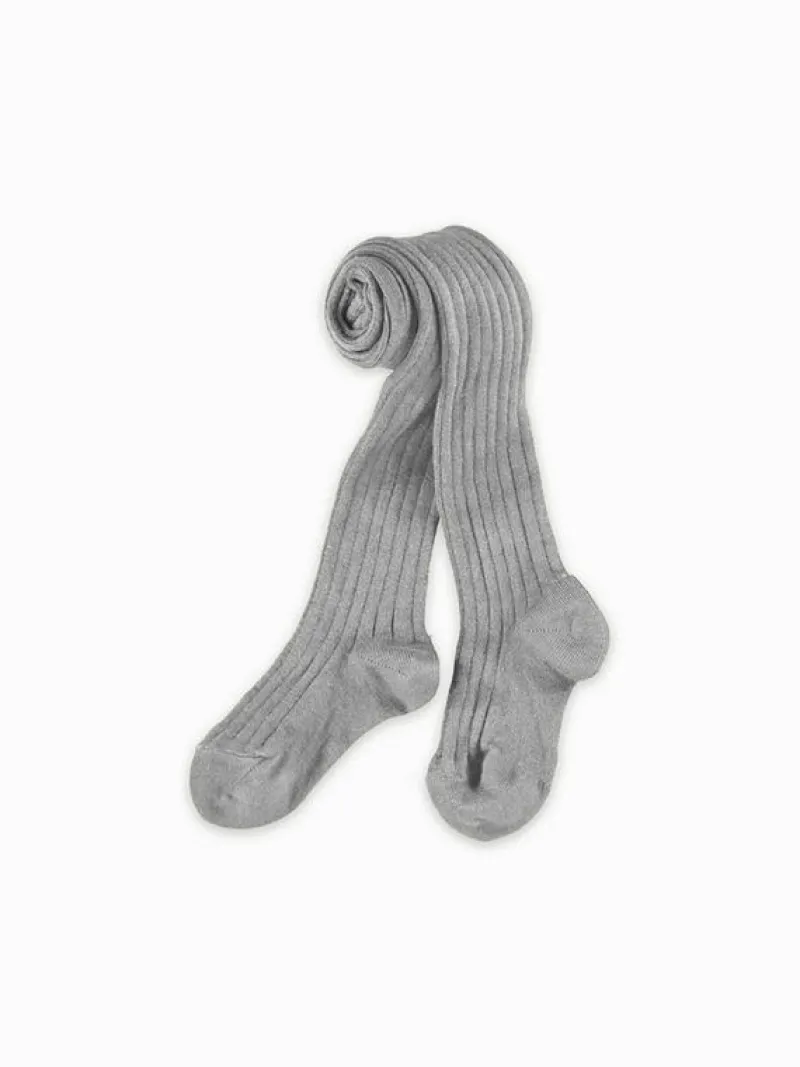 La Coqueta Socks & Tights | Socks & Tights^Light Grey Melange Ribbed Kids Tights Set