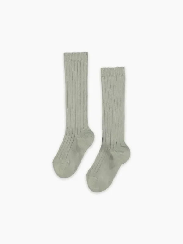 La Coqueta Socks & Tights | Socks & Tights^Light Grey Ribbed Knee High Kids Socks