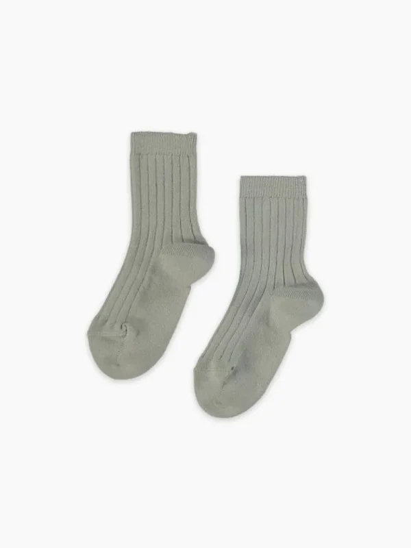 La Coqueta Socks & Tights | Socks & Tights^Light Grey Ribbed Short Kids Socks