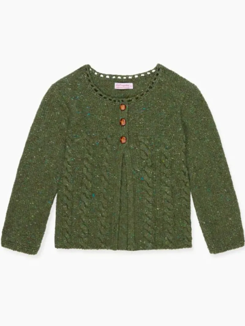 La Coqueta Jumpers & Cardigans^Light Olive Mela Merino Girl Cardigan