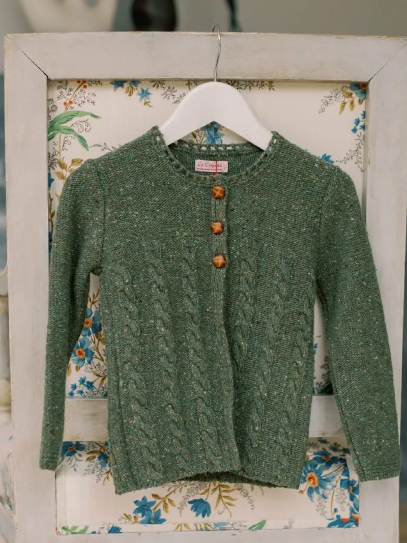 La Coqueta Jumpers & Cardigans^Light Olive Mela Merino Girl Cardigan