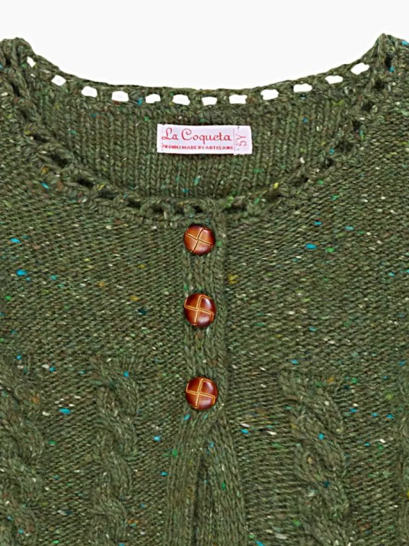 La Coqueta Jumpers & Cardigans^Light Olive Mela Merino Girl Cardigan