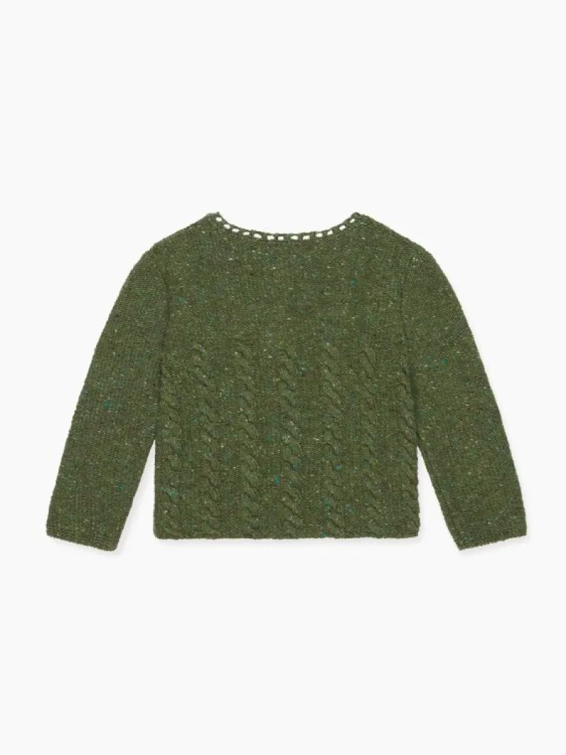 La Coqueta Jumpers & Cardigans^Light Olive Mela Merino Girl Cardigan