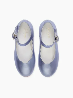 La Coqueta First Walker Shoes | Baby & Toddler Shoes/First Walker Shoes^Metallic Lilac Leather Girl Scallop Mary Jane Shoes