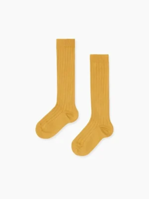 La Coqueta View All | Socks & Tights^Mustard Ribbed Knee High Kids Socks