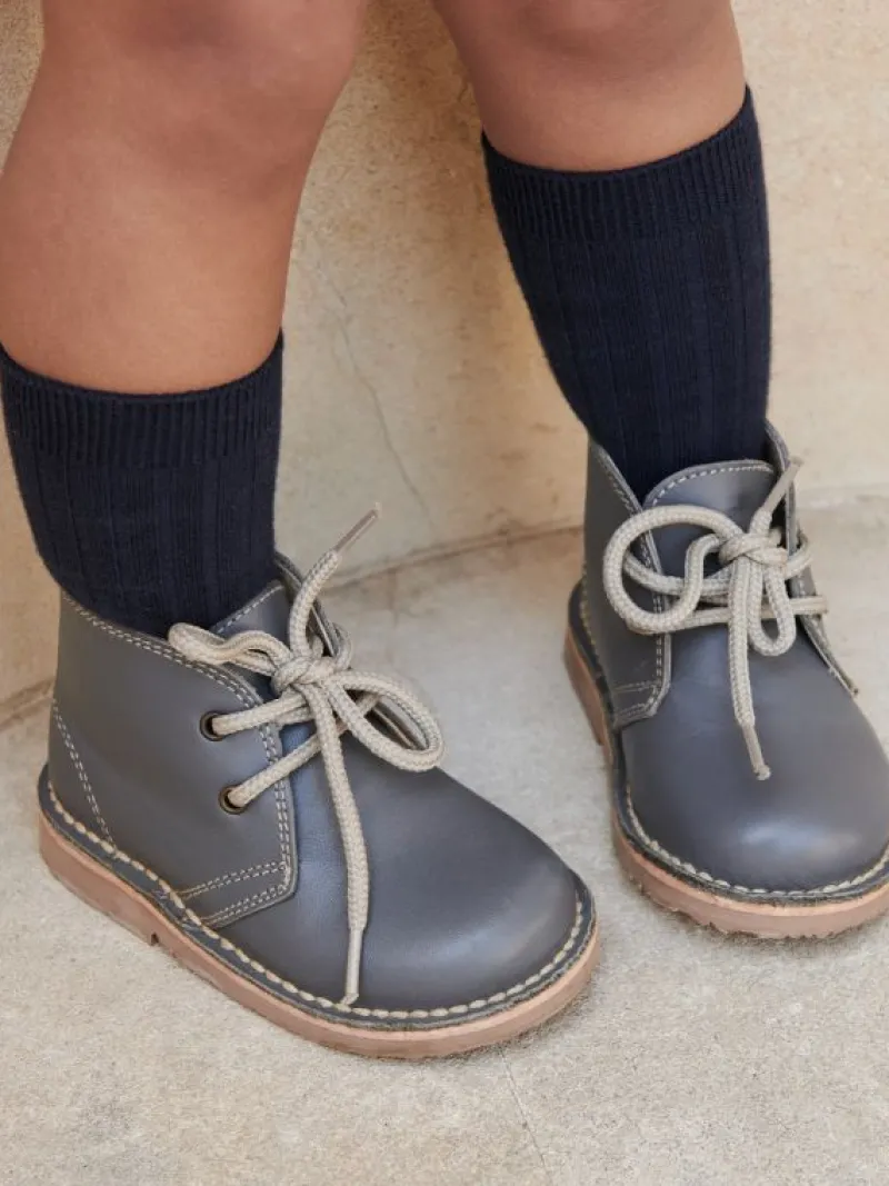 La Coqueta View All | Socks & Tights^Navy Blue Ribbed Knee High Kids Socks