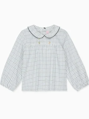 La Coqueta View All | Shirts & Tops^Navy Check Adrian Long Sleeve Baby Shirt