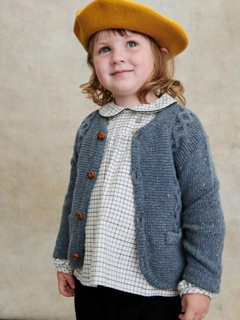 La Coqueta View All | Shirts & Tops^Navy Check Adrian Long Sleeve Baby Shirt