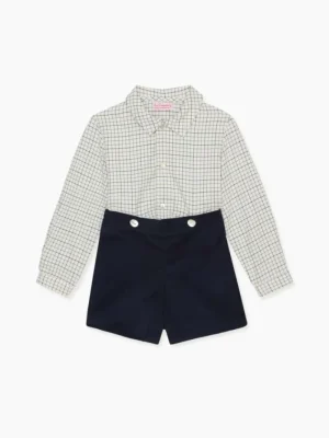 La Coqueta View All | Dresses & Sets^Navy Check Arlo Baby Boy Set