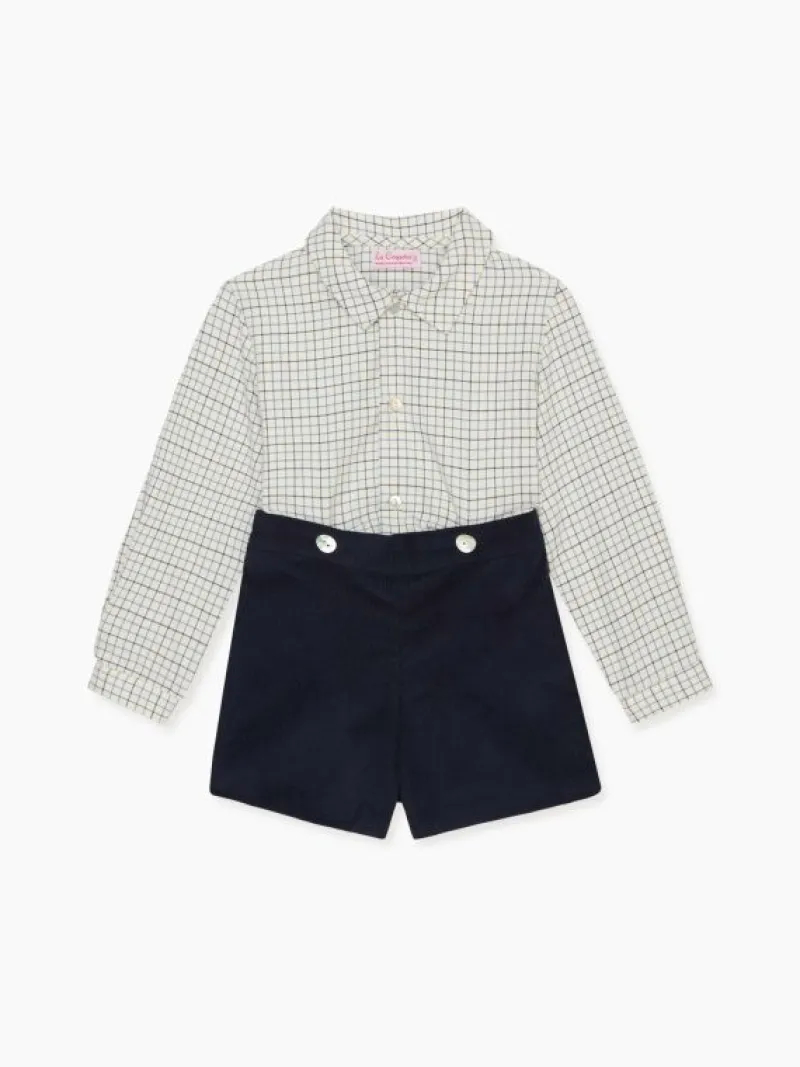 La Coqueta View All | Dresses & Sets^Navy Check Arlo Baby Boy Set