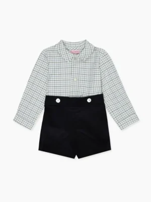 La Coqueta View All | Dresses & Sets^Navy Check Arlo Baby Boy Set
