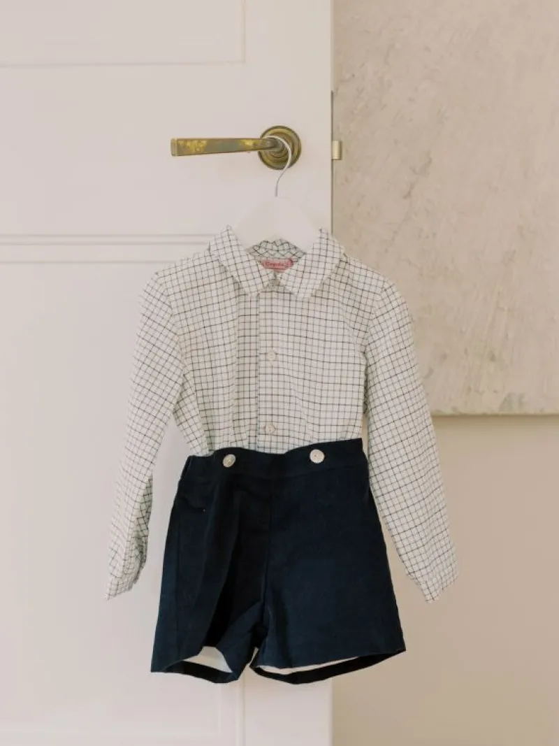 La Coqueta View All | Dresses & Sets^Navy Check Arlo Baby Boy Set