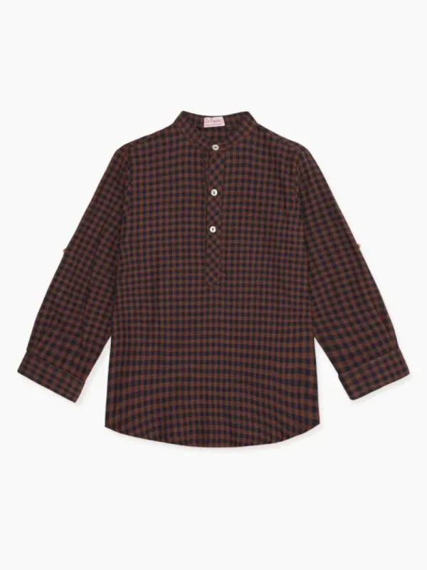 La Coqueta Shirts & Tops^Navy Check Jazmin Long Sleeve Boy Shirt