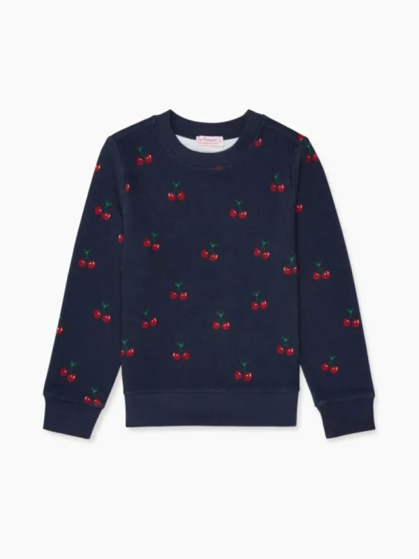 La Coqueta Shirts & Tops | Jumpers & Cardigans^Navy Cherry Pernille Girl Sweatshirt