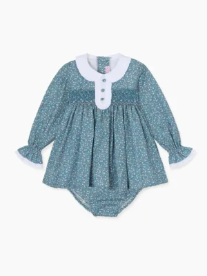 La Coqueta View All | Dresses & Sets^Navy Floral Eugenia Baby Girl Hand-Smocked Set