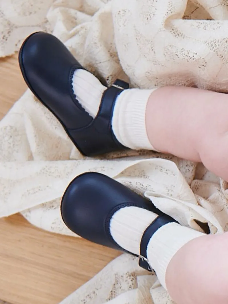 La Coqueta Pre Walker Shoes | Baby & Toddler Shoes/Pre Walker Shoes^Navy Leather Baby Mary Jane Shoes