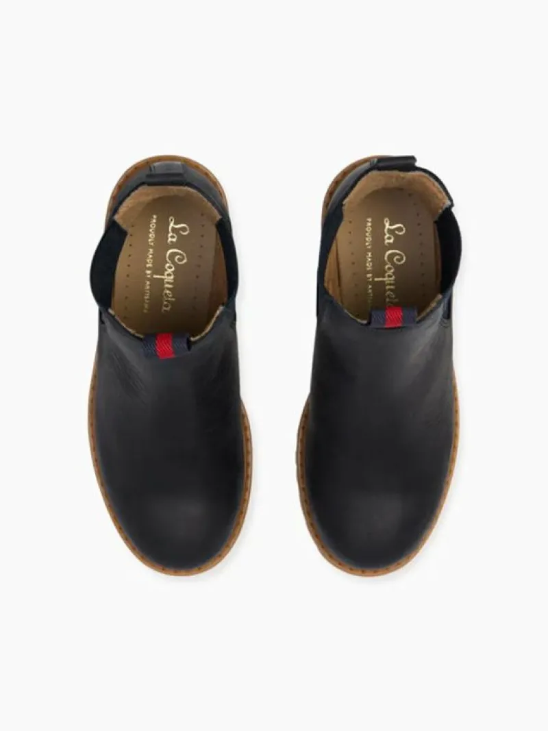 La Coqueta Boys Boots | Boys School Shoes^Navy Leather Chelsea Boots
