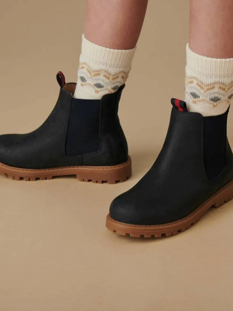 La Coqueta Boys Boots | Boys School Shoes^Navy Leather Chelsea Boots
