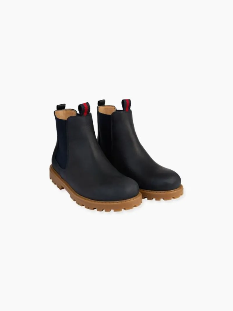 La Coqueta Boys Boots | Boys School Shoes^Navy Leather Chelsea Boots