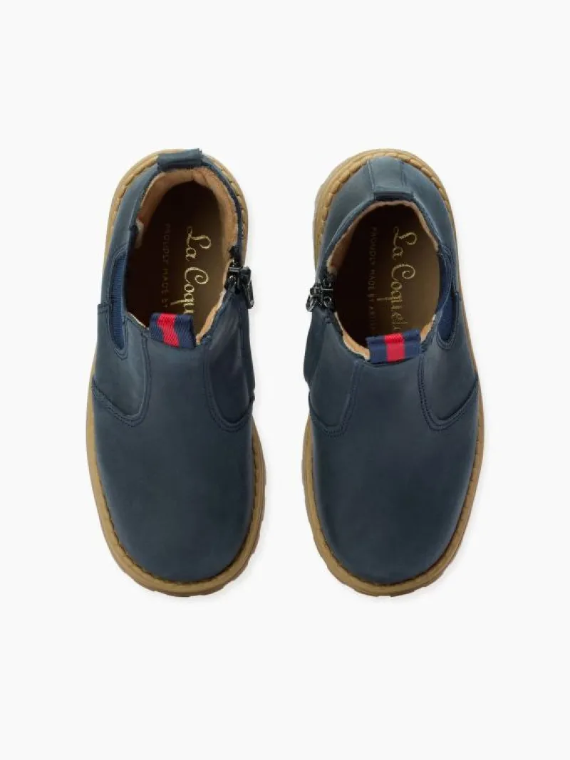 La Coqueta Boys Boots | Boys School Shoes^Navy Leather Chelsea Boots