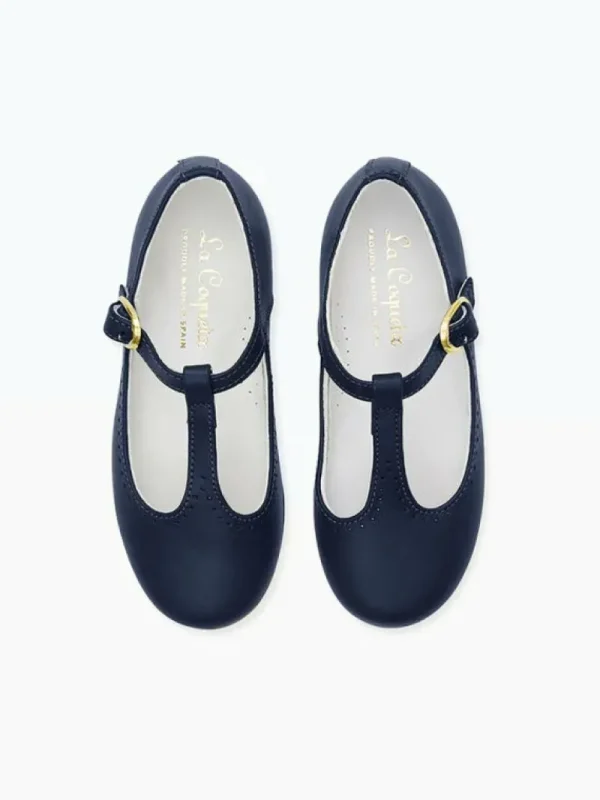 La Coqueta Girls School Shoes | Girls Shoes/Girls School Shoes^Navy Leather Girl T-Bar Shoes