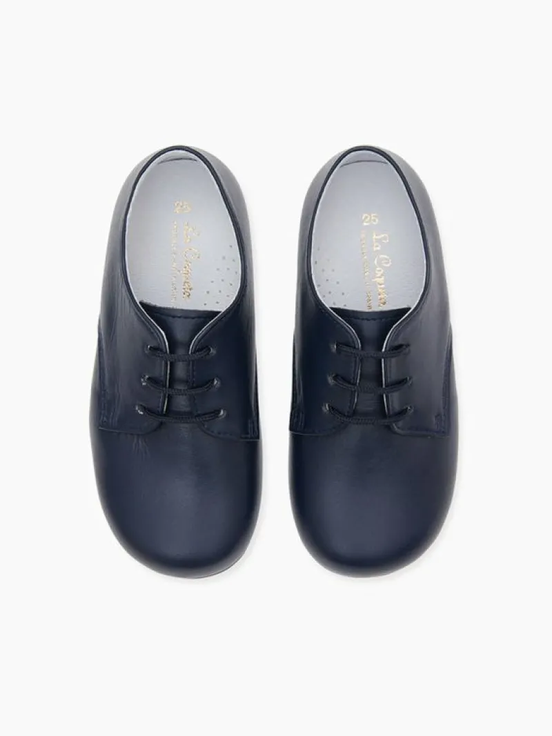 La Coqueta Boys Shoes/Boys Shoes | First Walker Shoes^Navy Leather Toddler Inglesito Ceremony Shoes