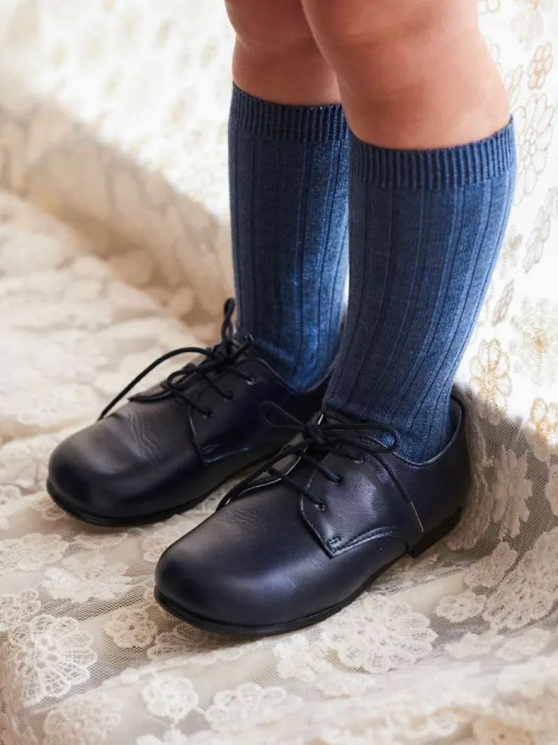 La Coqueta Boys Shoes/Boys Shoes | First Walker Shoes^Navy Leather Toddler Inglesito Ceremony Shoes