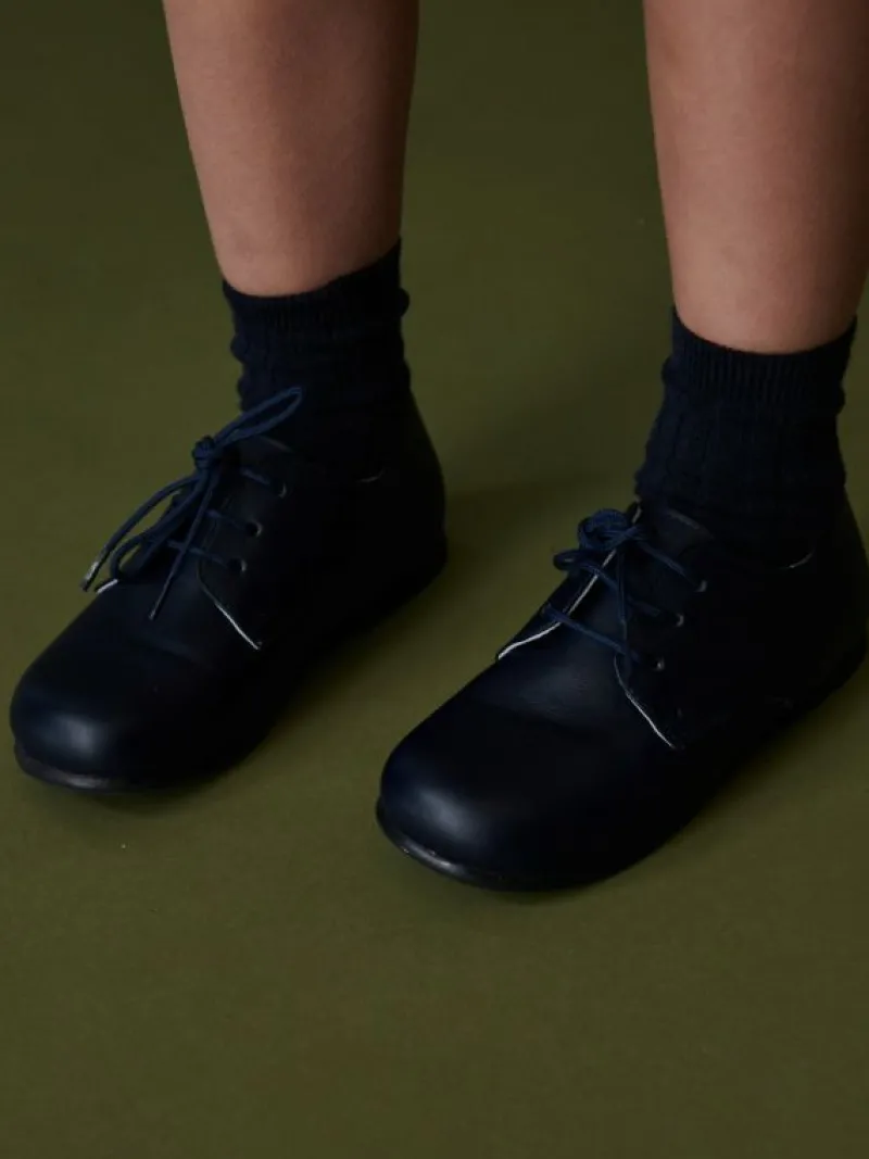 La Coqueta Boys Shoes/Boys Shoes | First Walker Shoes^Navy Leather Toddler Inglesito Ceremony Shoes