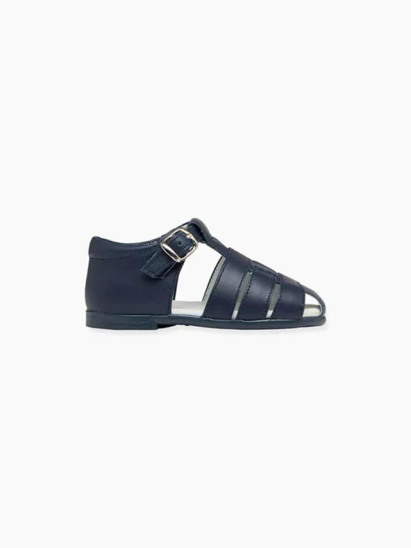 La Coqueta Boys Shoes/Boys Shoes | First Walker Shoes^Navy Leather Toddler Toledo Sandals