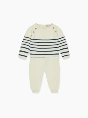 La Coqueta View All | Knitted Clothes & Accessories^Navy Stripe Monda Cotton Baby Knitted Set