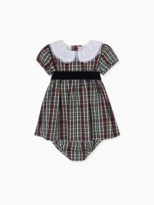 La Coqueta View All | Dresses & Sets^Navy Tartan Alicia Baby Girl Set