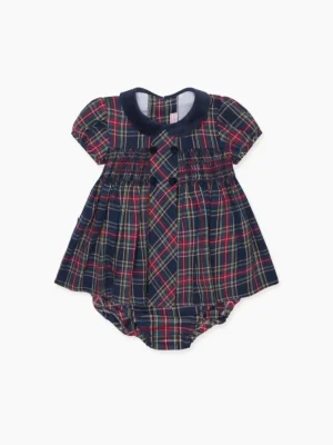 La Coqueta View All | Dresses & Sets^Navy Tartan Arcadia Baby Girl Hand-Smocked Set