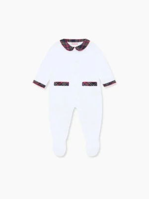 La Coqueta View All | Sleepsuits & Bodysuits^Navy Tartan Lindo Baby Sleepsuit
