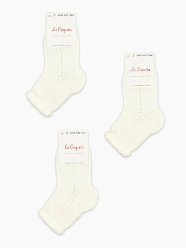 La Coqueta View All | Socks & Tights^Off White Openwork Short Girl Socks Set