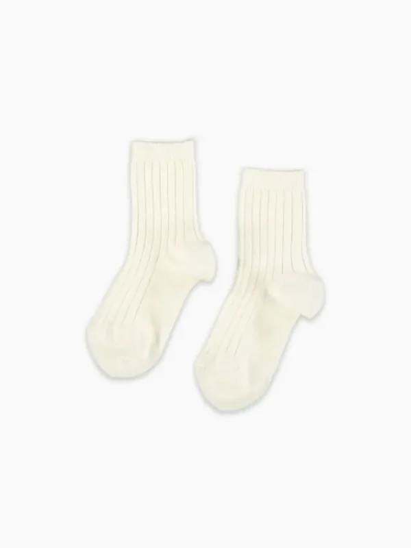 La Coqueta View All | Socks & Tights^Off White Ribbed Short Kids Socks