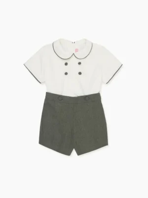 La Coqueta View All | Dresses & Sets^Olive Check Fantino Baby Boy Set