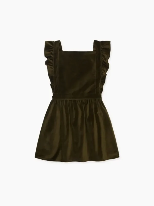 La Coqueta Skirts, Shorts & Culottes^Olive Cora Velvet Girl Pinafore Skirt