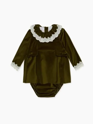 La Coqueta View All | Dresses & Sets^Olive Daroca Velvet Baby Girl Set