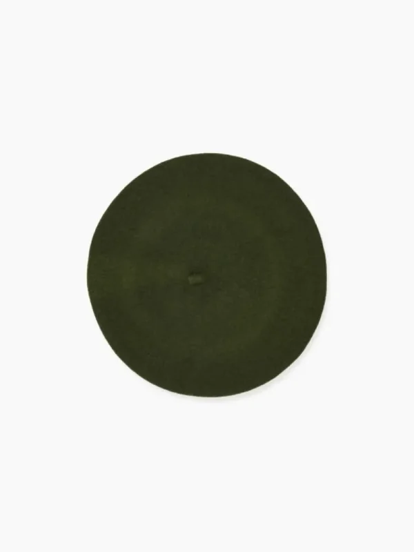 La Coqueta View All | Hats & Scarves^Olive Green Kids Wool Beret